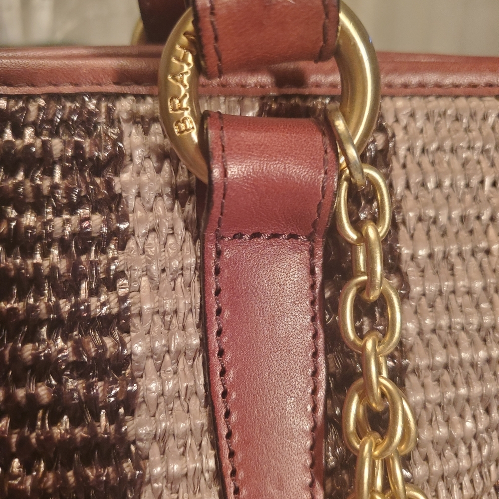 🍂BRAHMIN ASHER LEATHER & STRAW SHOULDER BAG EUC GREAT FOR SPRING - Picture 10 of 16